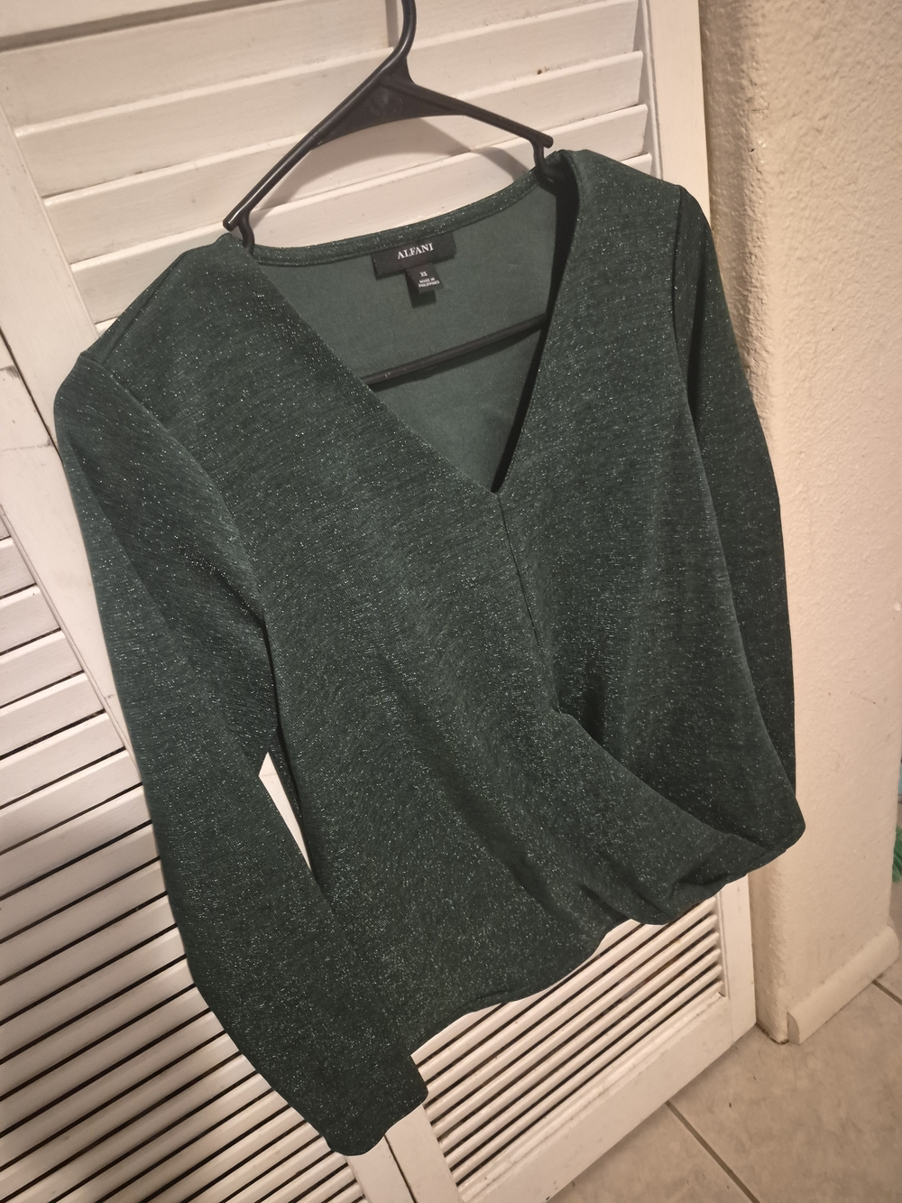 Green V-Neck Wrap-Front Women's Sweater